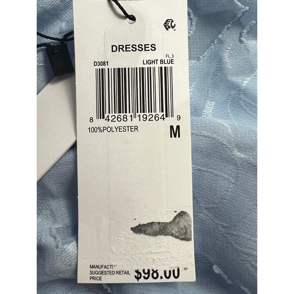 KOKO + MASON WOMENS SIZE MEDIUM OFF SHLDR JACQUARD LINED MIDI DRESS BLUE NEW - Picture 13 of 14